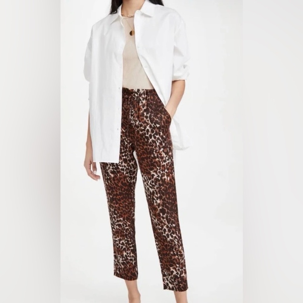 Veronica beard women’s 2 oksana leopard print 100% linen pants capsule summer
